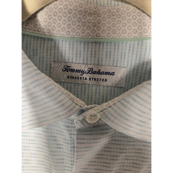 TOMMY BAHAMA Mens M Sarasota Stretch Ventura Coast IslandZone Shirt Blue Green - Picture 2 of 10